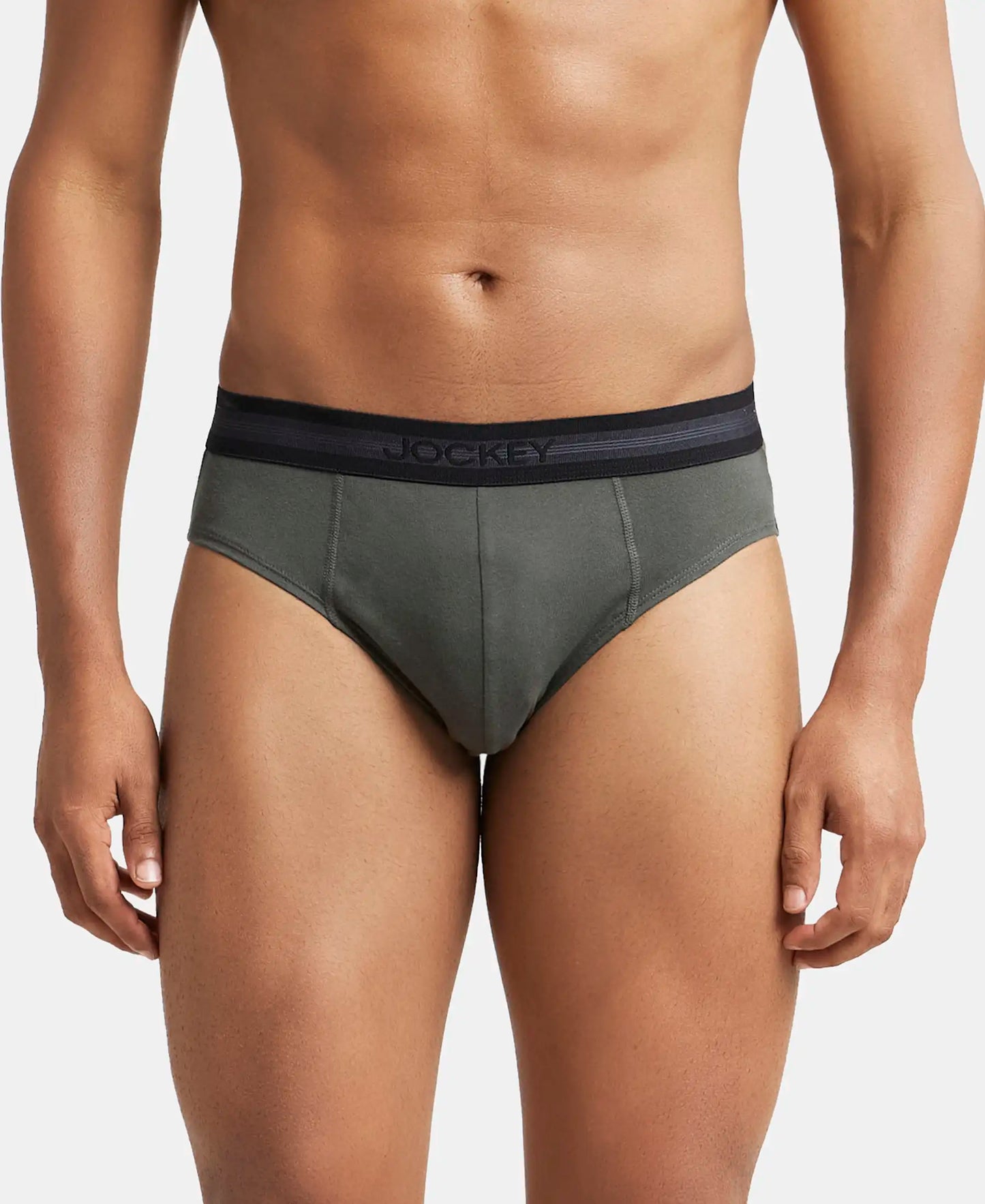 Super Combed Cotton Solid Brief with Stay Fresh Treatment - Deep Olive-1