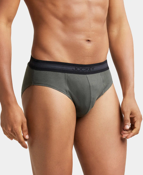 Super Combed Cotton Solid Brief with Stay Fresh Treatment - Deep Olive-2