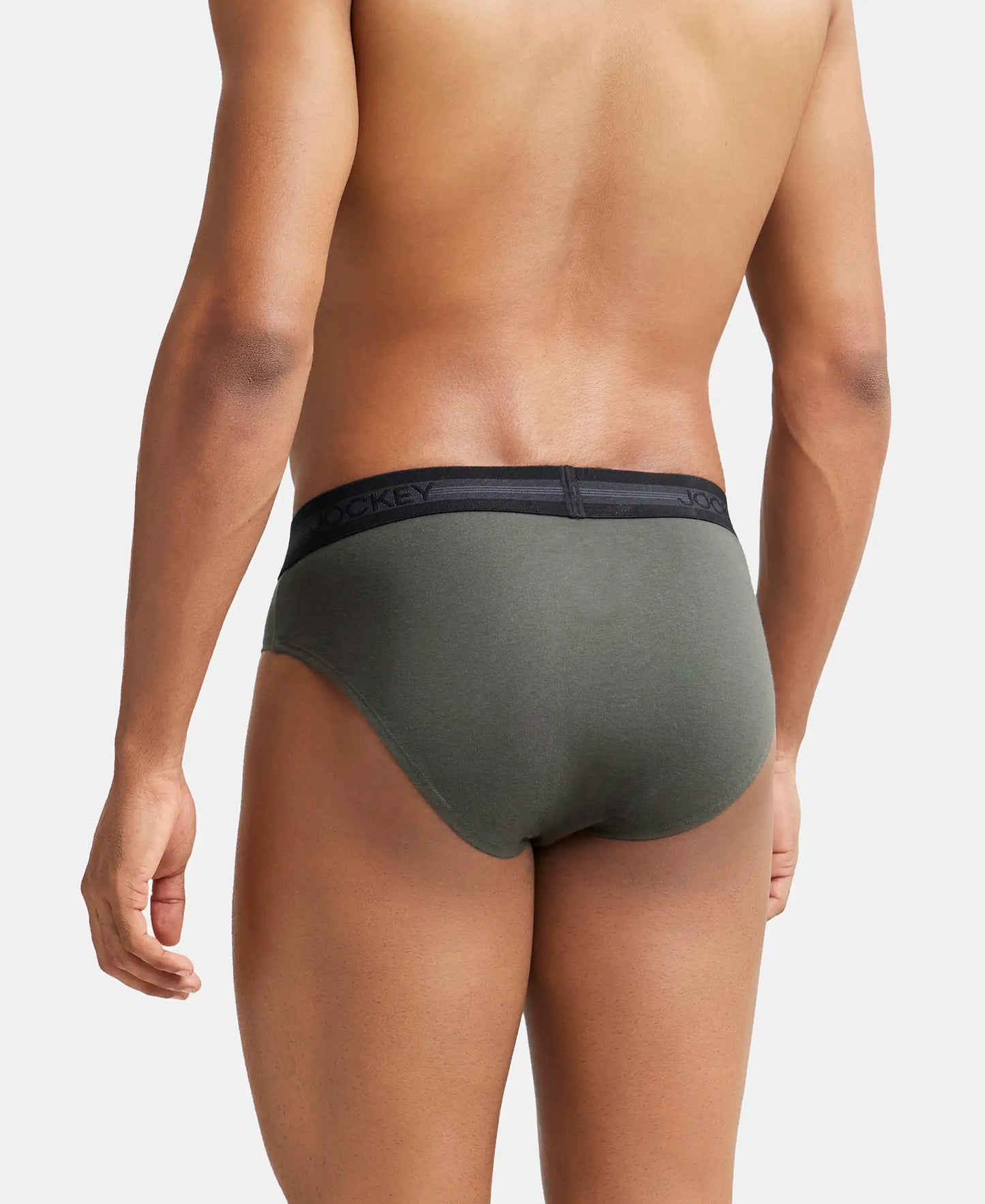 Super Combed Cotton Solid Brief with Stay Fresh Treatment - Deep Olive-3