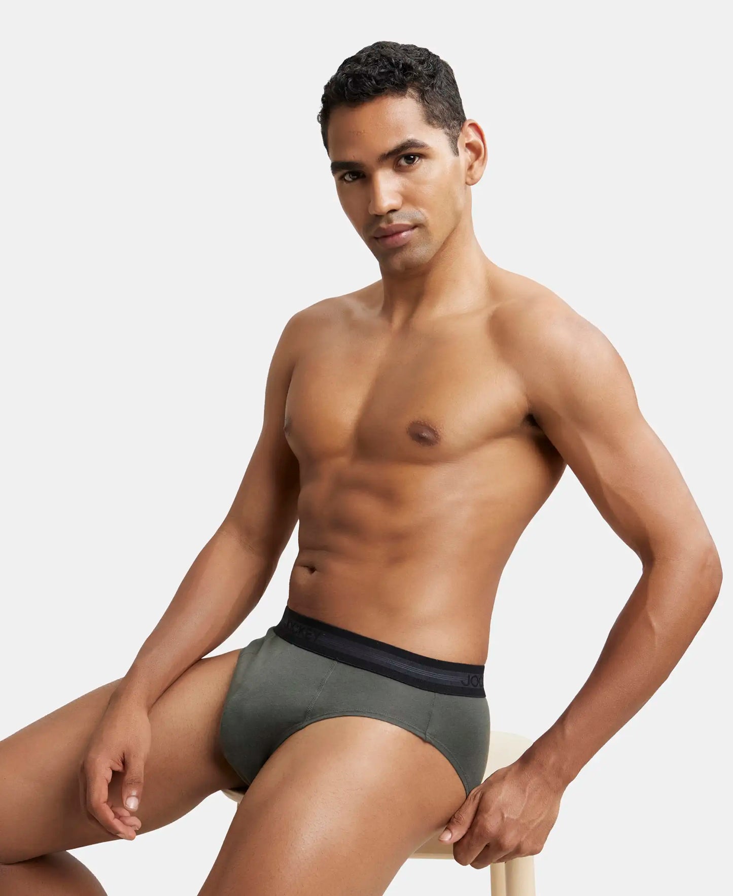 Super Combed Cotton Solid Brief with Stay Fresh Treatment - Deep Olive-5