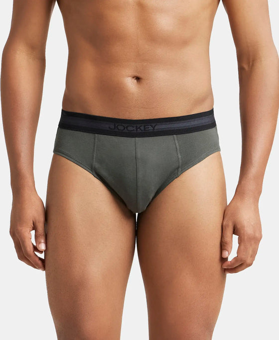 Super Combed Cotton Solid Brief with Stay Fresh Treatment - Deep Olive-2