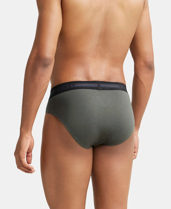 Super Combed Cotton Solid Brief with Stay Fresh Treatment - Deep Olive-4