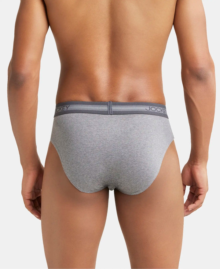 Super Combed Cotton Solid Brief with Stay Fresh Treatment - Mid Grey Melange-3