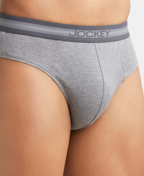 Super Combed Cotton Solid Brief with Stay Fresh Treatment - Mid Grey Melange-6