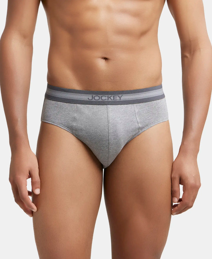 Super Combed Cotton Solid Brief with Stay Fresh Treatment - Mid Grey Melange-2