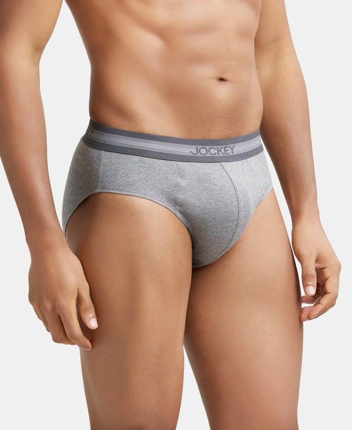 Super Combed Cotton Solid Brief with Stay Fresh Treatment - Mid Grey Melange-3