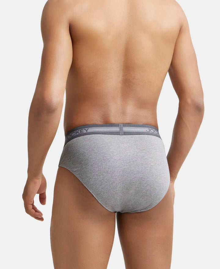 Super Combed Cotton Solid Brief with Stay Fresh Treatment - Mid Grey Melange-4