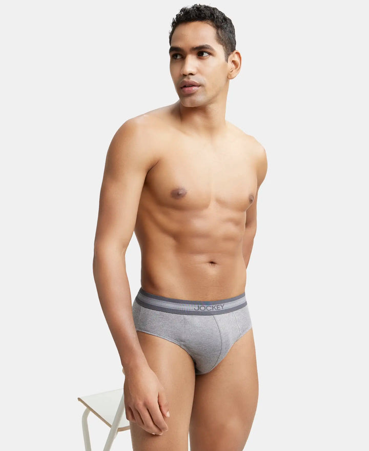 Super Combed Cotton Solid Brief with Stay Fresh Treatment - Mid Grey Melange-6