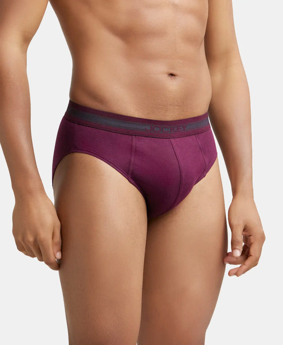 Super Combed Cotton Solid Brief with Stay Fresh Treatment - Wine Tasting-3