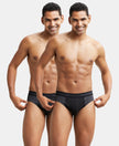 Super Combed Cotton Solid Brief with Stay Fresh Treatment - Black Melange & Black-1