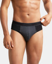 Super Combed Cotton Solid Brief with Stay Fresh Treatment - Black & Black Melange-1