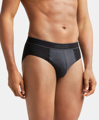 Super Combed Cotton Solid Brief with Stay Fresh Treatment - Black & Black Melange-2
