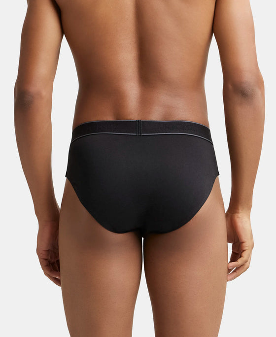 Super Combed Cotton Solid Brief with Stay Fresh Treatment - Black & Black Melange-3