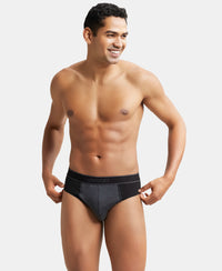 Super Combed Cotton Solid Brief with Stay Fresh Treatment - Black & Black Melange-6