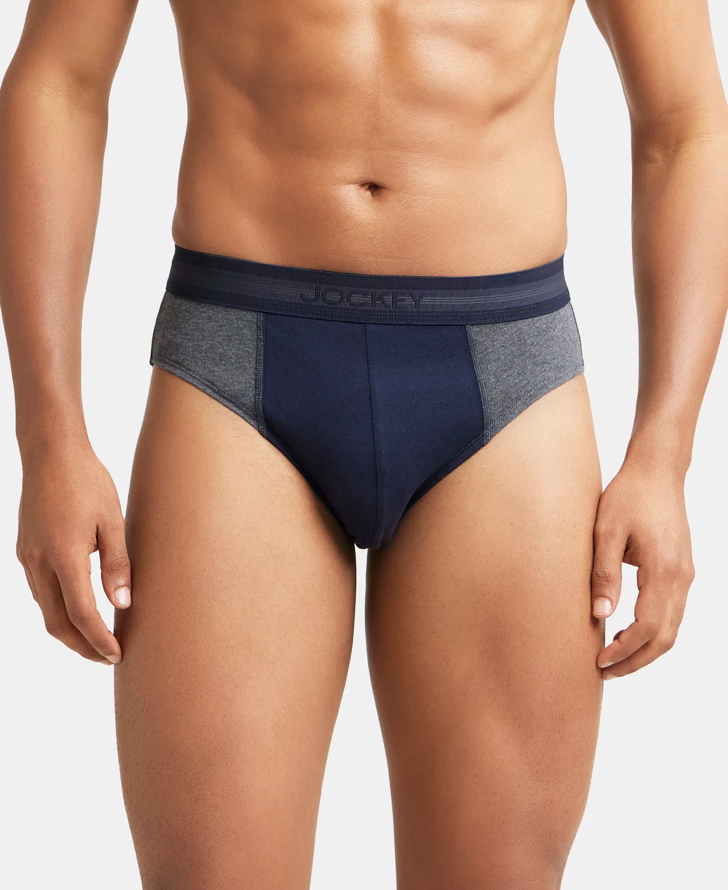 Super Combed Cotton Solid Brief with Stay Fresh Treatment - Charcoal Melange & Deep Navy-1