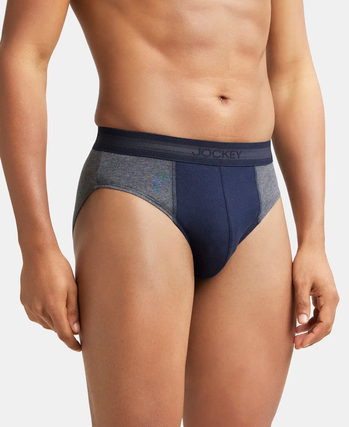 Super Combed Cotton Solid Brief with Stay Fresh Treatment - Charcoal Melange & Deep Navy-2