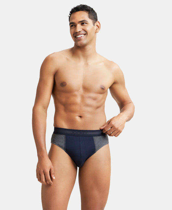 Super Combed Cotton Solid Brief with Stay Fresh Treatment - Charcoal Melange & Deep Navy-6