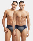 Super Combed Cotton Solid Brief with Stay Fresh Treatment - Deep Navy & Charcoal Melange-1