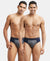 Super Combed Cotton Solid Brief with Stay Fresh Treatment - Deep Navy & Charcoal Melange-1