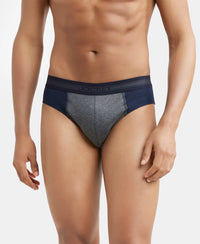 Super Combed Cotton Solid Brief with Stay Fresh Treatment - Deep Navy & Charcoal Melange-2