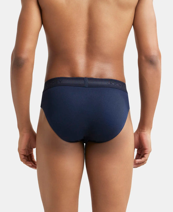 Super Combed Cotton Solid Brief with Stay Fresh Treatment - Deep Navy & Charcoal Melange-4