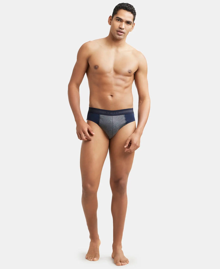 Super Combed Cotton Solid Brief with Stay Fresh Treatment - Deep Navy & Charcoal Melange-5