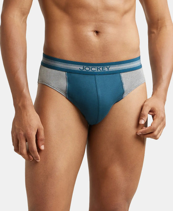 Super Combed Cotton Solid Brief with Stay Fresh Treatment - Mid Grey Mel & Reflecting Pond-1