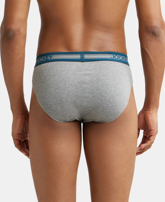 Super Combed Cotton Solid Brief with Stay Fresh Treatment - Mid Grey Mel & Reflecting Pond-3