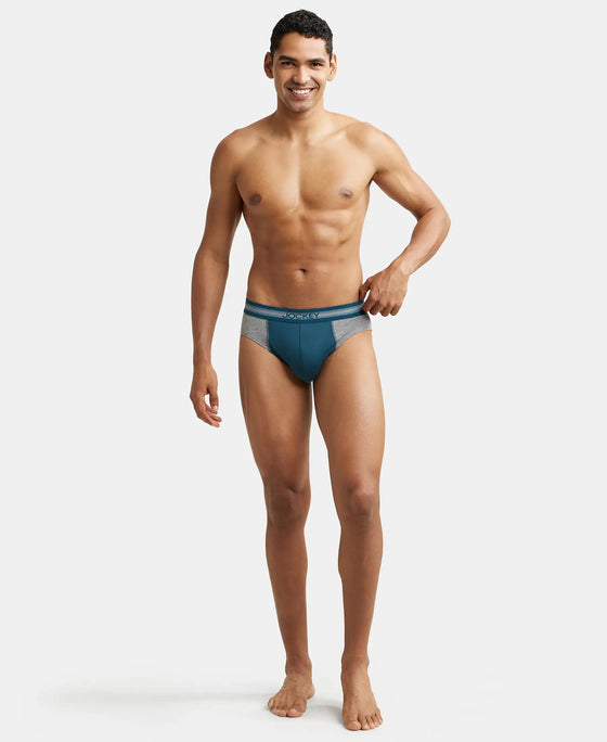 Super Combed Cotton Solid Brief with Stay Fresh Treatment - Mid Grey Mel & Reflecting Pond-4