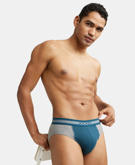 Super Combed Cotton Solid Brief with Stay Fresh Treatment - Mid Grey Mel & Reflecting Pond-5
