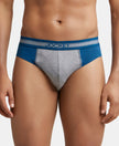 Super Combed Cotton Solid Brief with Stay Fresh Treatment - Poseidon & Mid Grey Mel-1