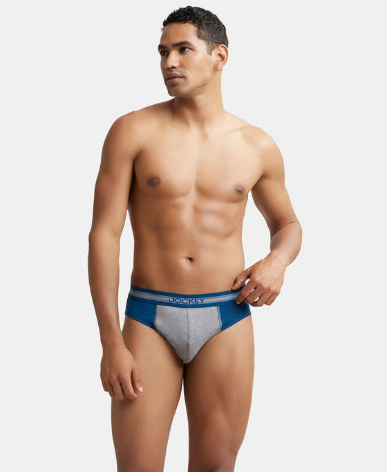 Super Combed Cotton Solid Brief with Stay Fresh Treatment - Poseidon & Mid Grey Mel-6