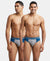 Super Combed Cotton Solid Brief with Stay Fresh Treatment - Poseidon & Mid Grey Melange-1