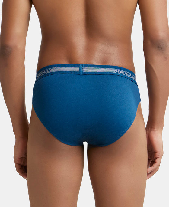 Super Combed Cotton Solid Brief with Stay Fresh Treatment - Poseidon & Mid Grey Melange-4