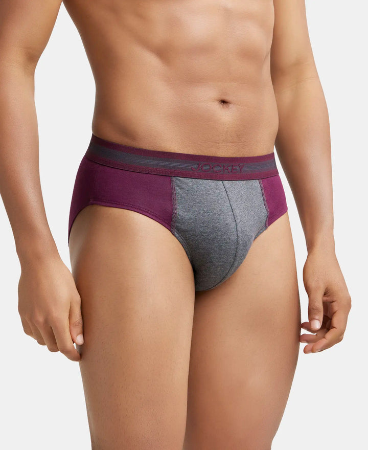 Super Combed Cotton Solid Brief with Stay Fresh Treatment - Black & Wine Tasting-2