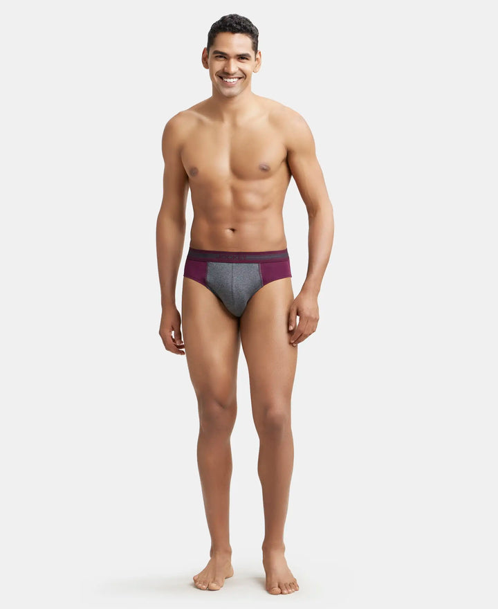 Super Combed Cotton Solid Brief with Stay Fresh Treatment - Black & Wine Tasting-4