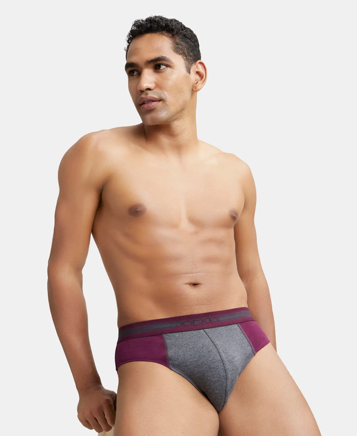 Super Combed Cotton Solid Brief with Stay Fresh Treatment - Black & Wine Tasting-5