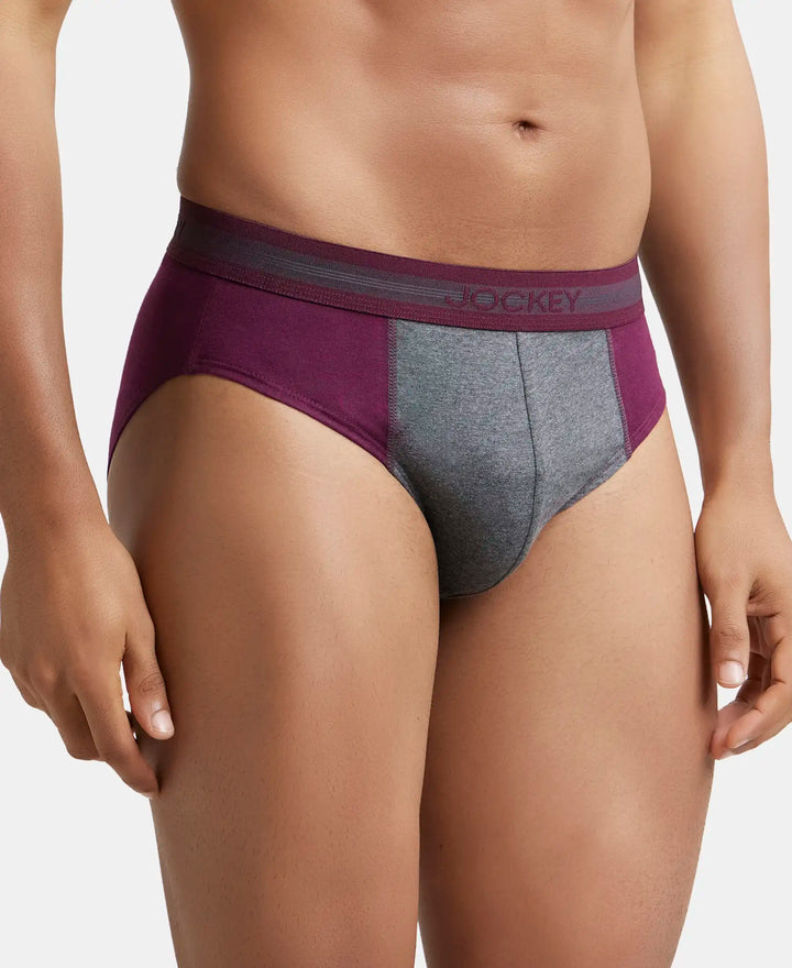 Super Combed Cotton Solid Brief with Stay Fresh Treatment - Black & Wine Tasting-3