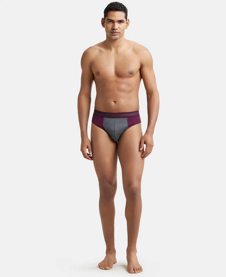 Super Combed Cotton Solid Brief with Stay Fresh Treatment - Black & Wine Tasting-5