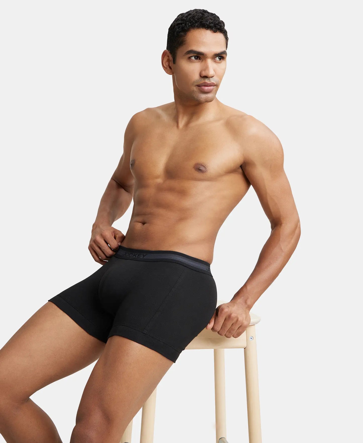 Super Combed Cotton Rib Solid Trunk with StayFresh Treatment - Black-6