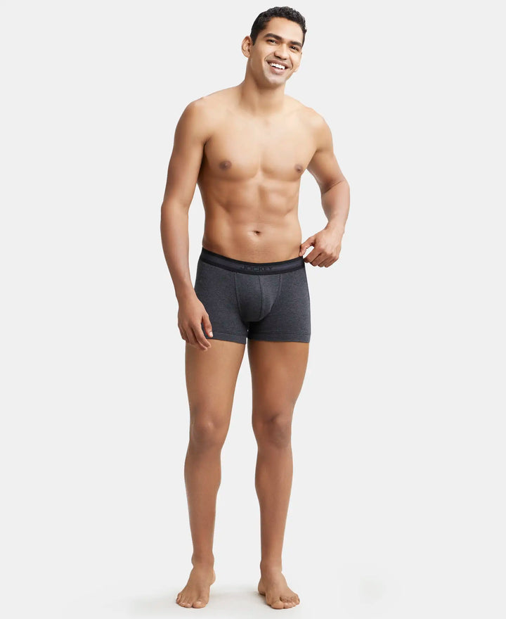 Super Combed Cotton Rib Solid Trunk with StayFresh Treatment - Black Melange-4