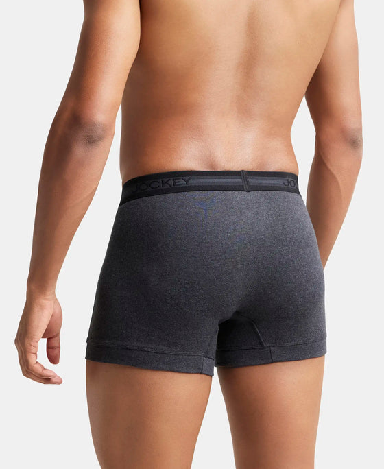 Super Combed Cotton Rib Solid Trunk with StayFresh Treatment - Black Melange-4