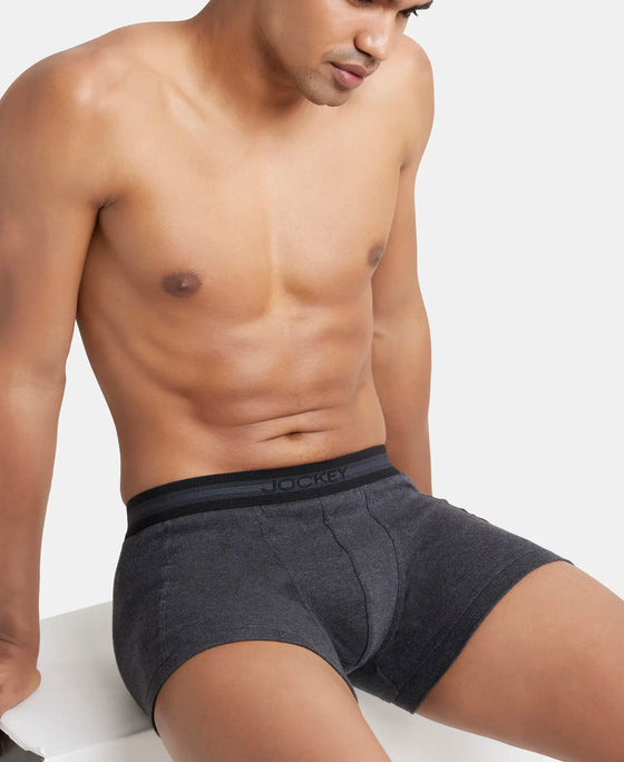 Super Combed Cotton Rib Solid Trunk with StayFresh Treatment - Black Melange-6