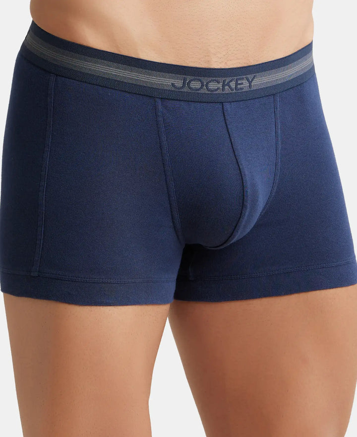 Super Combed Cotton Rib Solid Trunk with StayFresh Treatment - Deep Navy (Pack of 2)