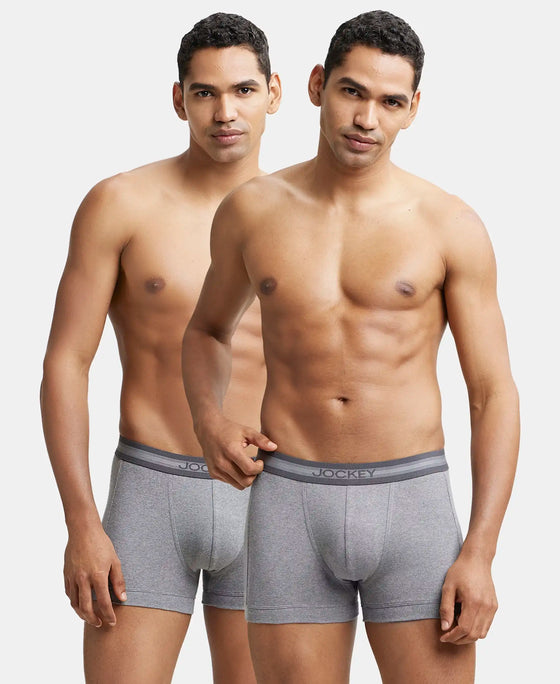 Super Combed Cotton Rib Solid Trunk with StayFresh Treatment - Mid Grey Melange (Pack of 2)-1