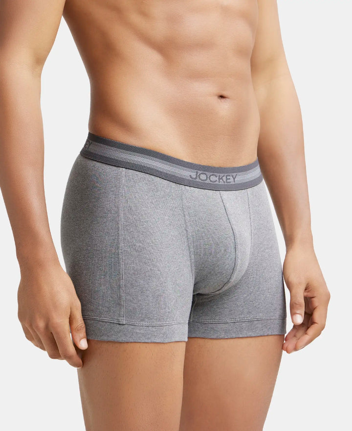 Super Combed Cotton Rib Solid Trunk with StayFresh Treatment - Mid Grey Melange (Pack of 2)-3