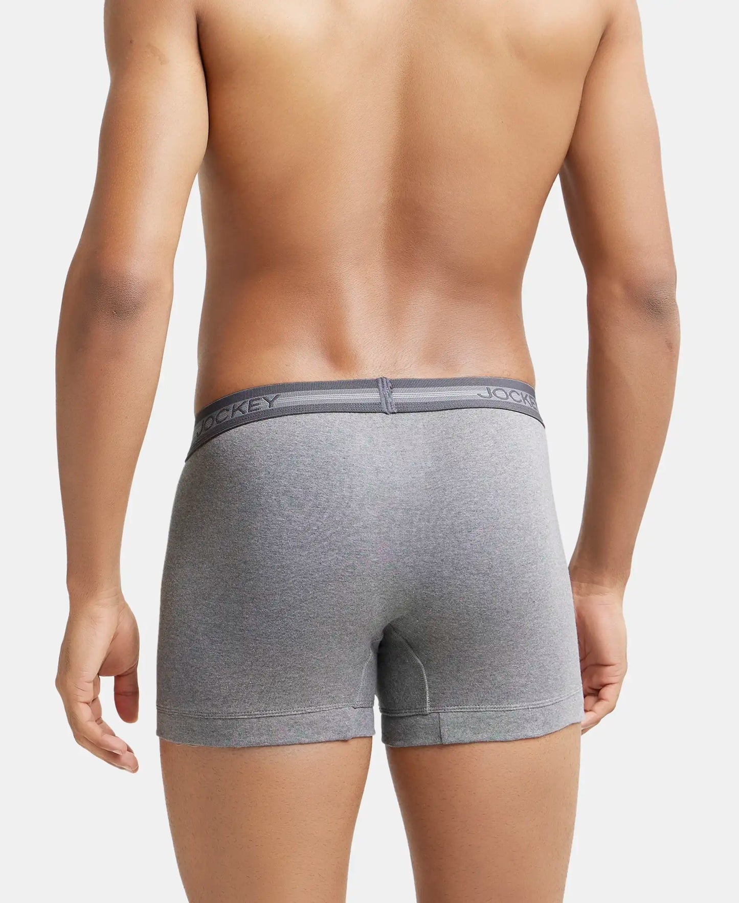 Super Combed Cotton Rib Solid Trunk with StayFresh Treatment - Mid Grey Melange (Pack of 2)-4