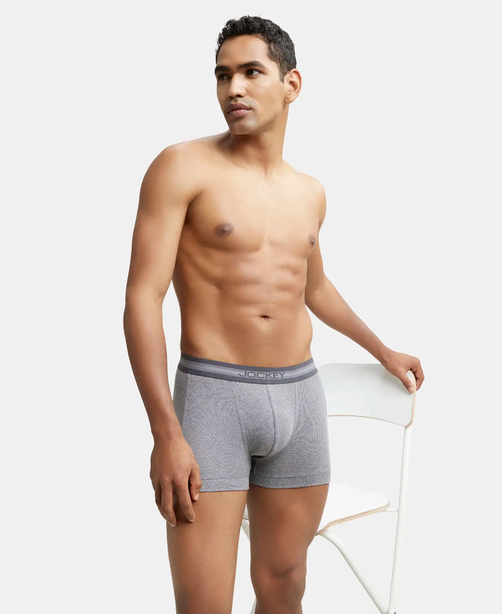 Super Combed Cotton Rib Solid Trunk with StayFresh Treatment - Mid Grey Melange (Pack of 2)-6