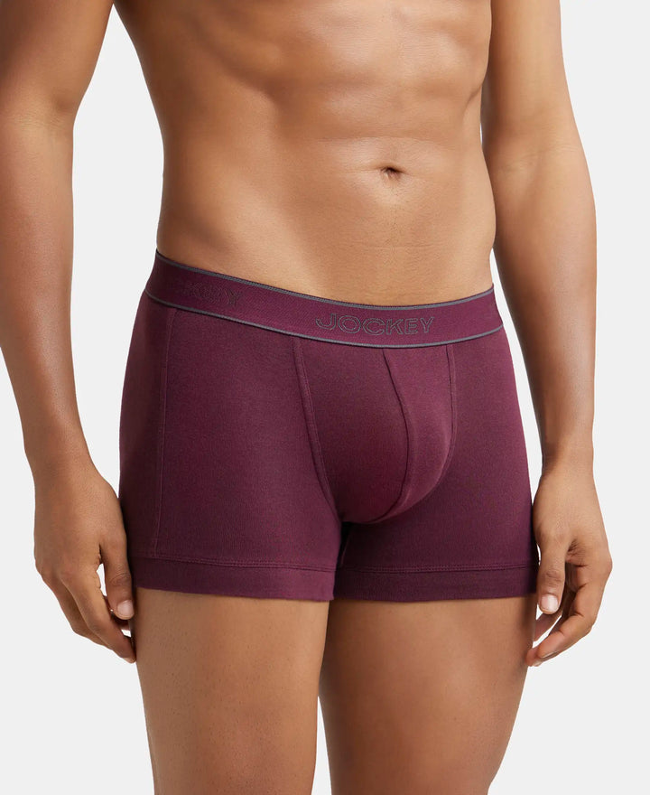 Super Combed Cotton Rib Solid Trunk with StayFresh Treatment - Wine Tasting-2