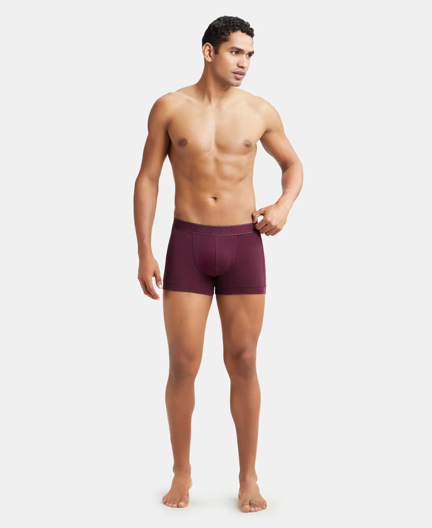 Super Combed Cotton Rib Solid Trunk with StayFresh Treatment - Wine Tasting-4